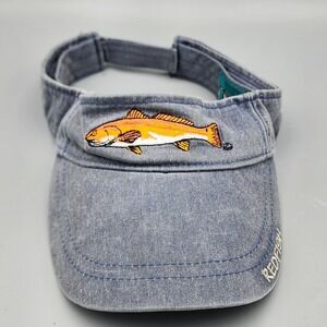 REDFISH Sport Visor Cap BLUE Fishing Hat Embroidered Adjustable Flying Fisherman
